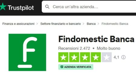 schermata giudizio trustpilot su findomestic