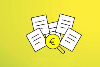 più preventivi su sfondo giallo e lente di ingrandimento