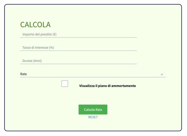 tool calcola rata