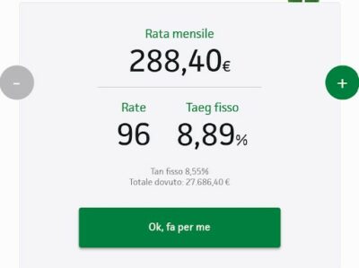 schermata simulazione prestito findomestic
