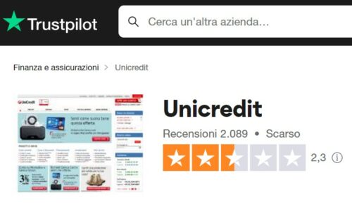 valutazione unicredit su trustpilot.com