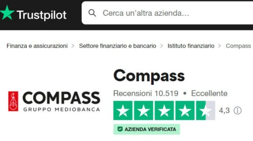 schermata trustpilot relativa a compass