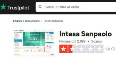 giudizio trustpilot su intesa sanpaolo