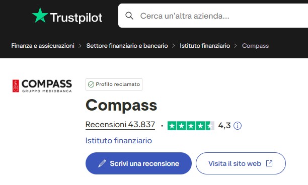 valutazione compass su trustpilot