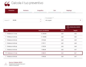 scelta piano di rimborso simulazione prestito sito bcc