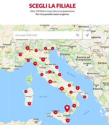 mappa per selezionare online filiale compass