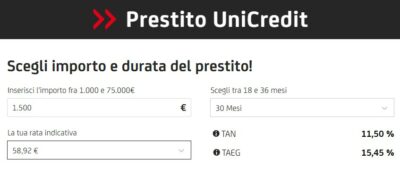 simulazione prestito unicredit 1500 euro