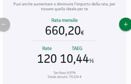 schermata calcola rata findomestic prestito 10 anni