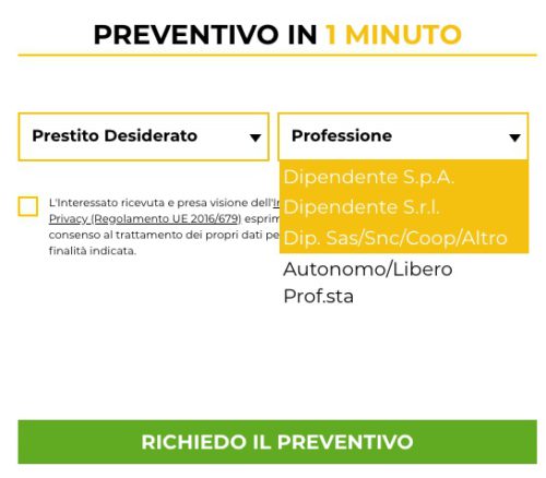 esempio selezione lavoro per preventivo directafin