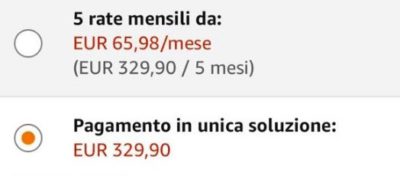 rateizzazione acquisti amazon