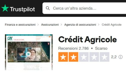 valutazione credit agricole su trustpilot.com