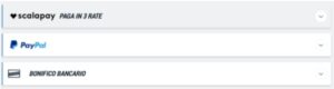 esempio modalità di pagamento con carta paypal e scalapay