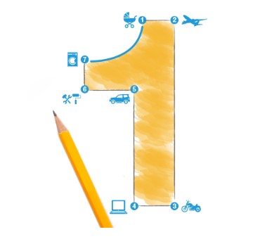 disegno di un 1 giallo