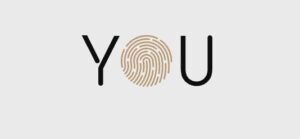 logo di you con l'impronta digitale al posto della o